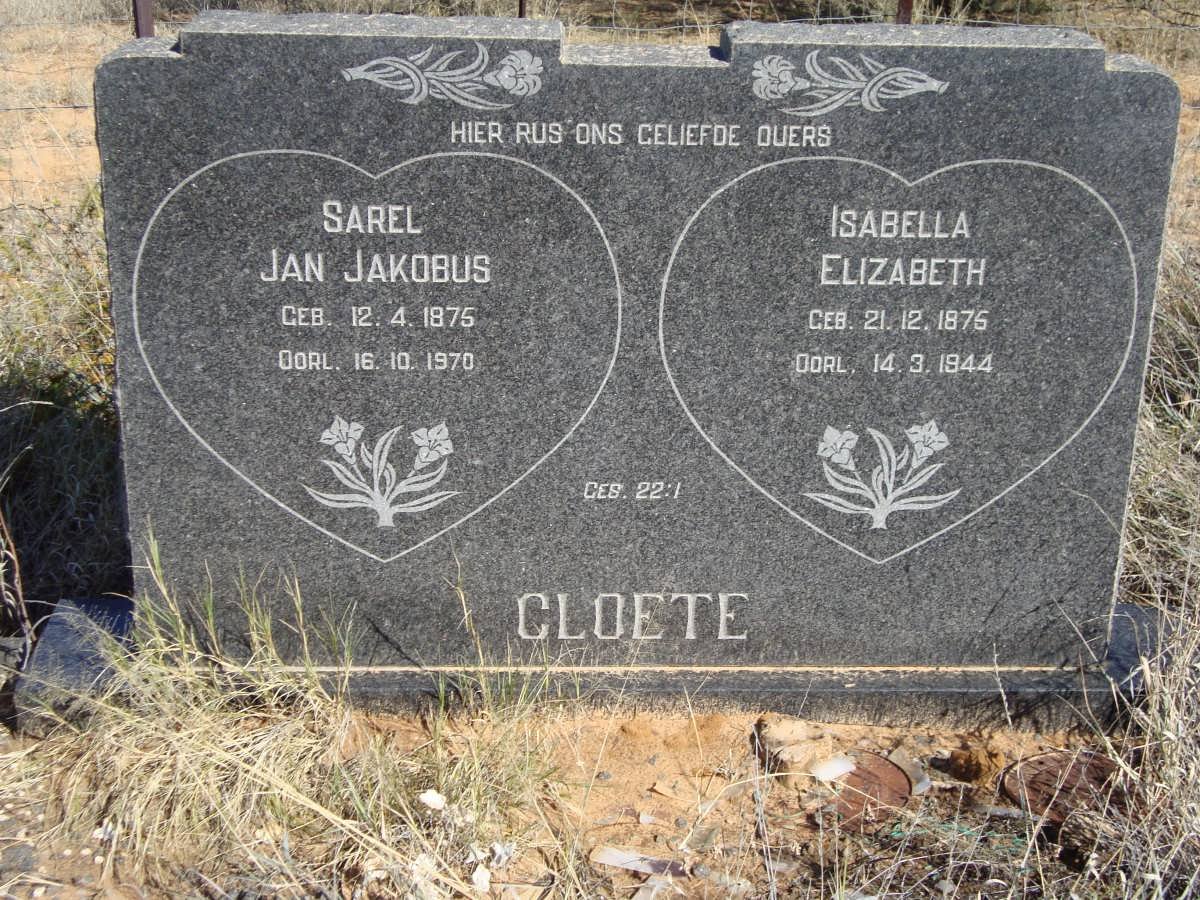 CLOETE Sarel Jan Jakobus 1875-1970 &amp; Isabella Elizabeth 1876-1944