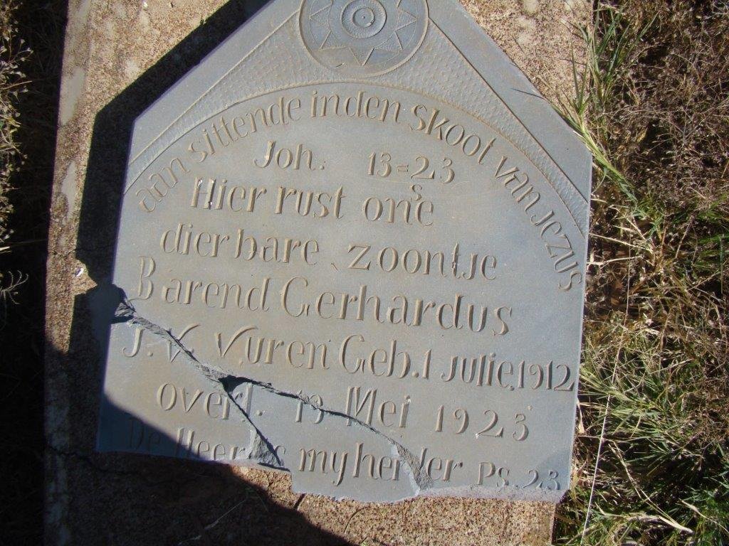 VUREN Barend Gerhardus, J. v. 1912-1923