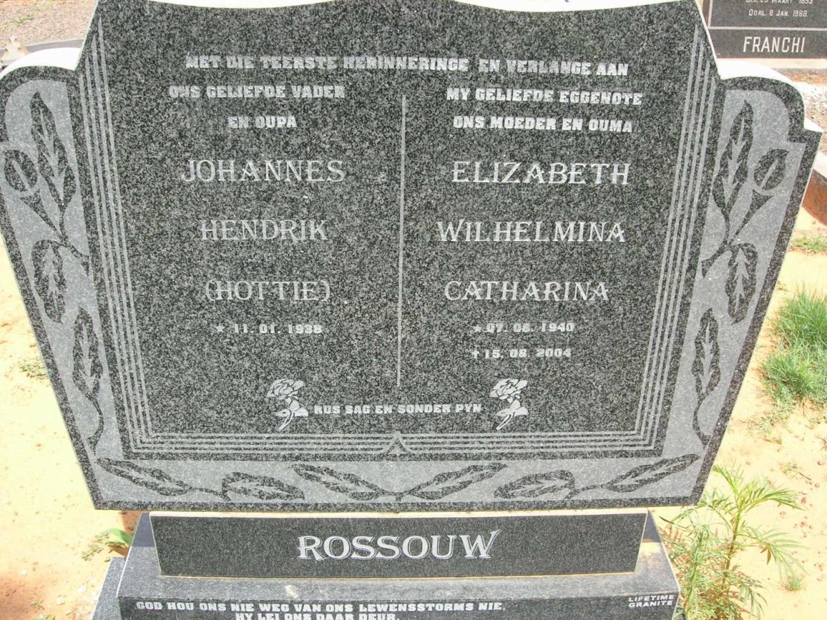 ROSSOUW Johannes Hendrik 1938- &amp; Elizabeth Wilhelmina Catharina 1940-2004