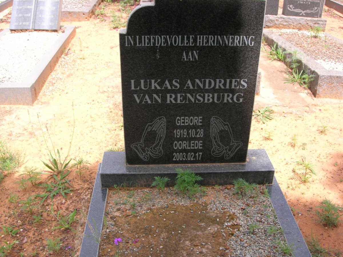 RENSBURG Lukas Andries, van 1919-2003