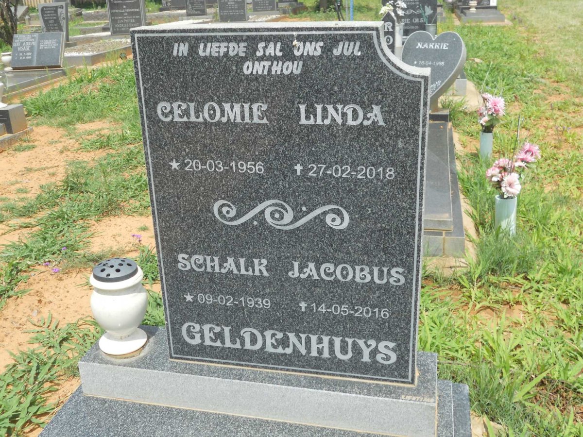 GELDENHUYS Schalk Jacobus 1939-2016 &amp; Celomie Linda 1956-2018