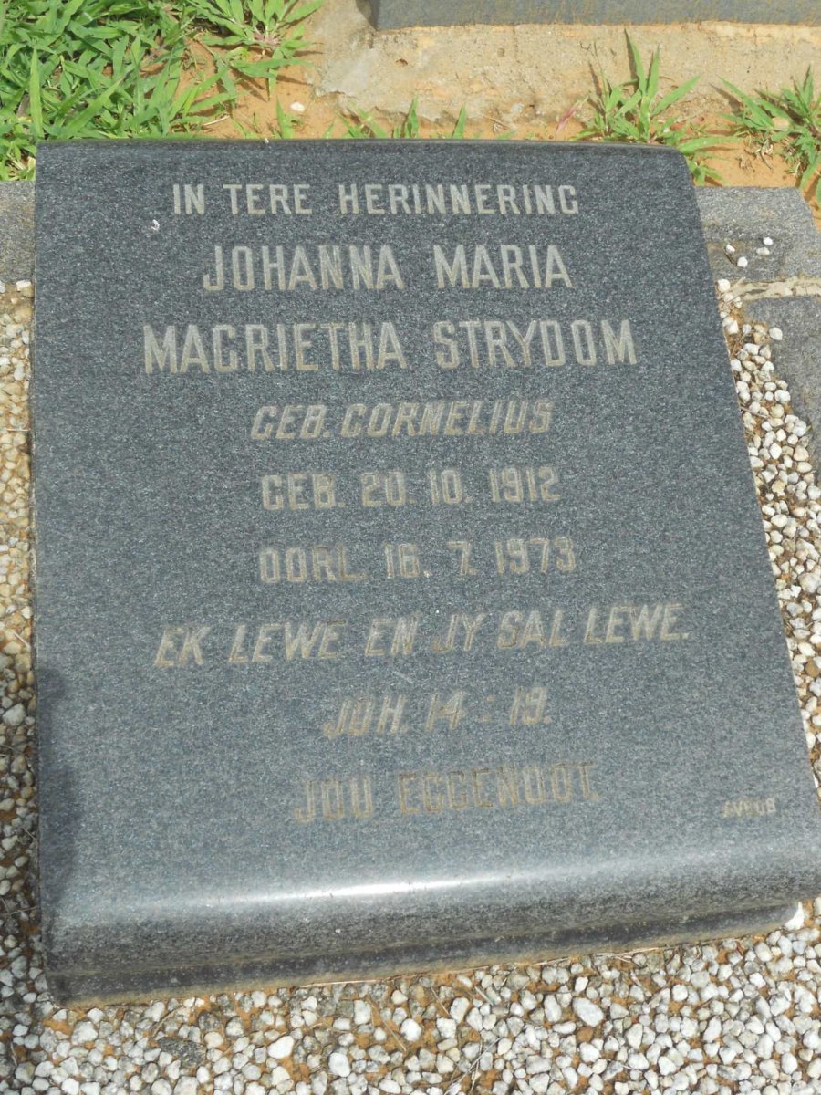 STRYDOM Johanna Maria Magrietha nee CORNELIUS 1912-1973