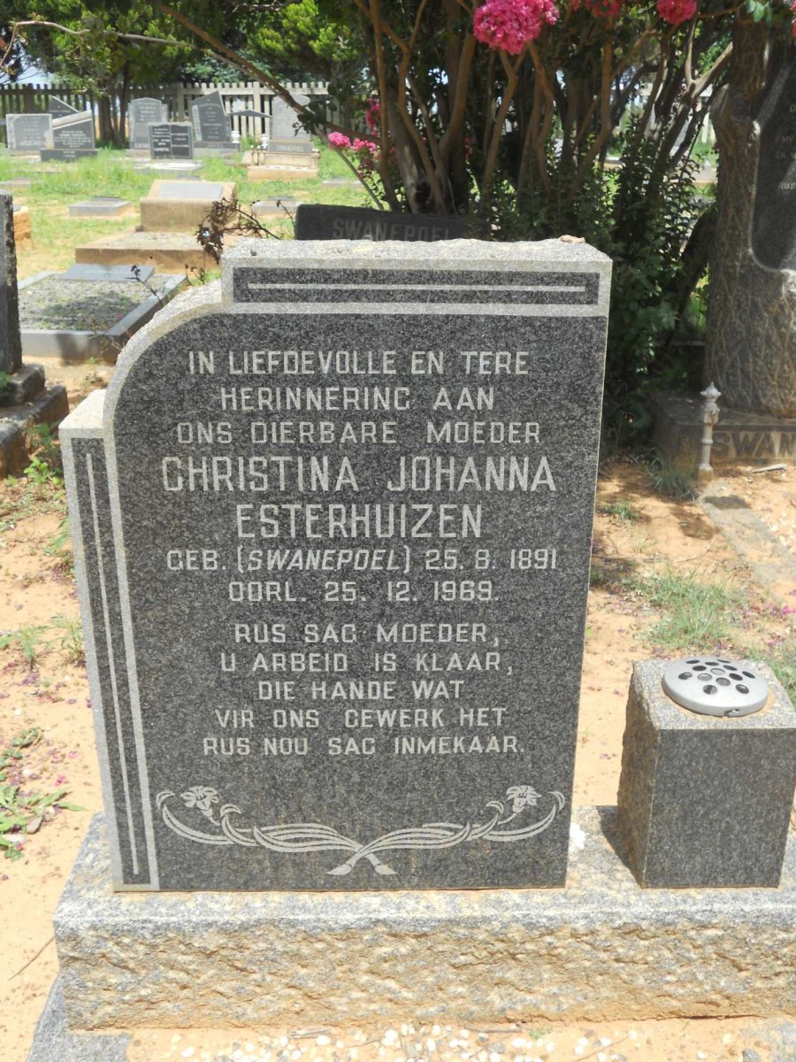 ESTERHUIZEN Christina Johanna nee SWANEPOEL 1891-1961