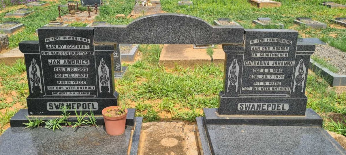 SWANEPOEL Jan Andries 1905-1975 &amp; Catharina Johanna 1906-1979