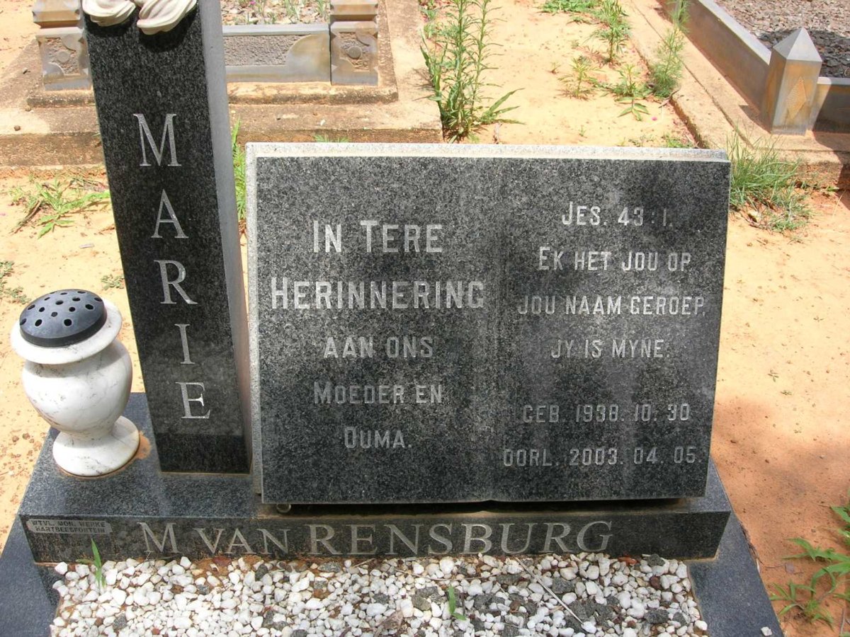 RENSBURG Marie, van 1938-2003