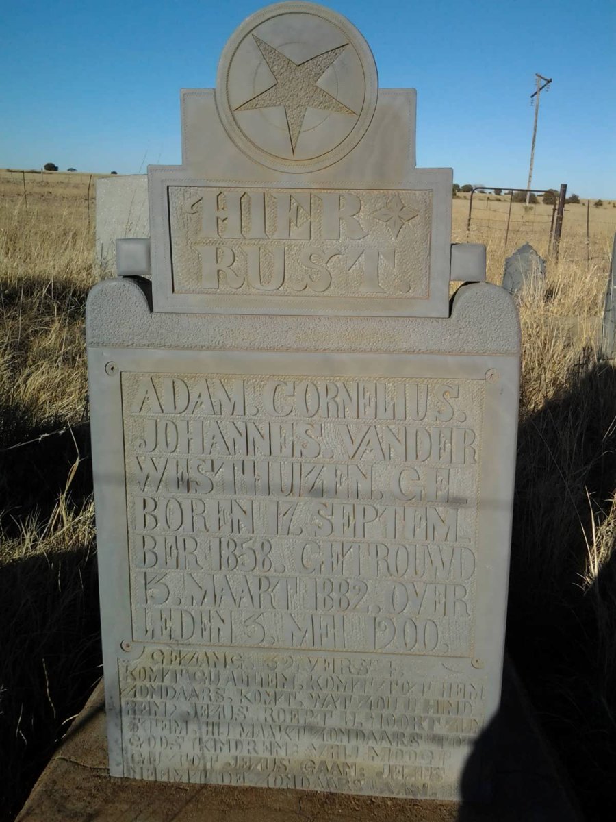 WESTHUIZEN Adam Cornelius Johannes, van der 1858-1900