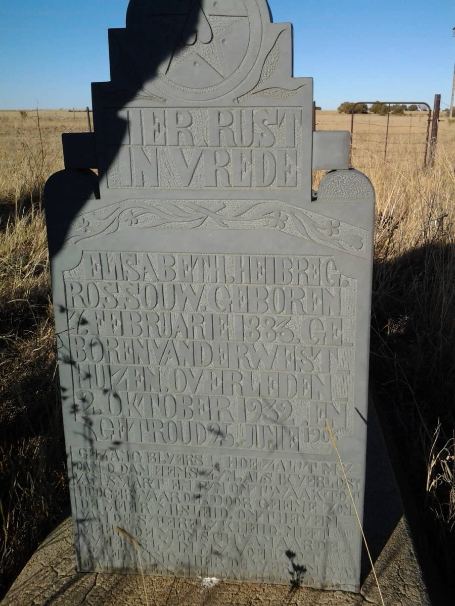 ROSSOUW Elisabeth Heibreg nee VAN DER WESTHUIZEN 1883-1932