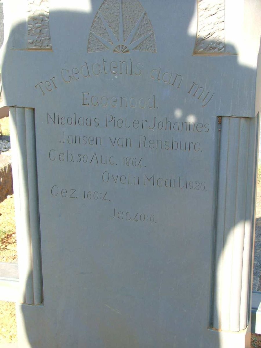 RENSBURG Nicolaas Pieter Johannes, Jansen van 1864-1926