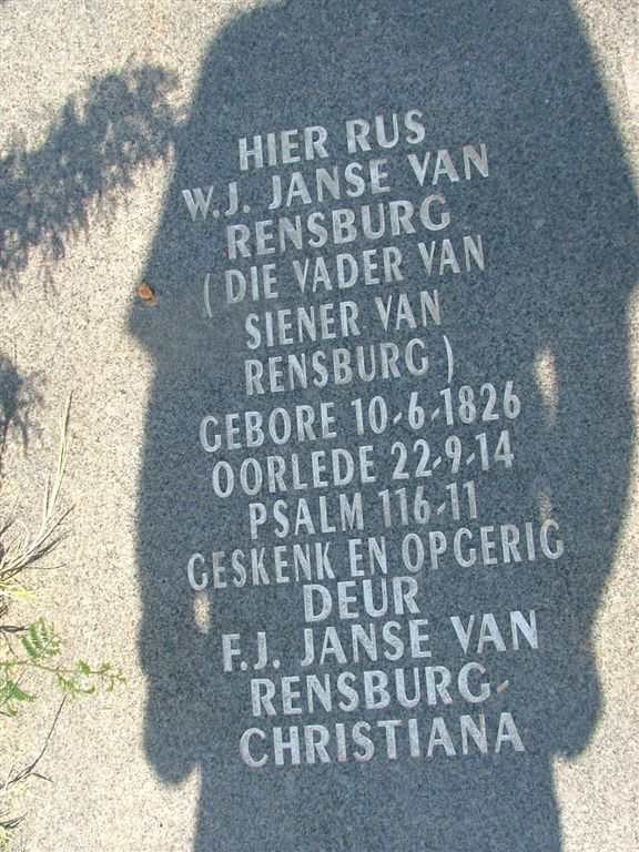 RENSBURG W.J., Janse van 1826-1914