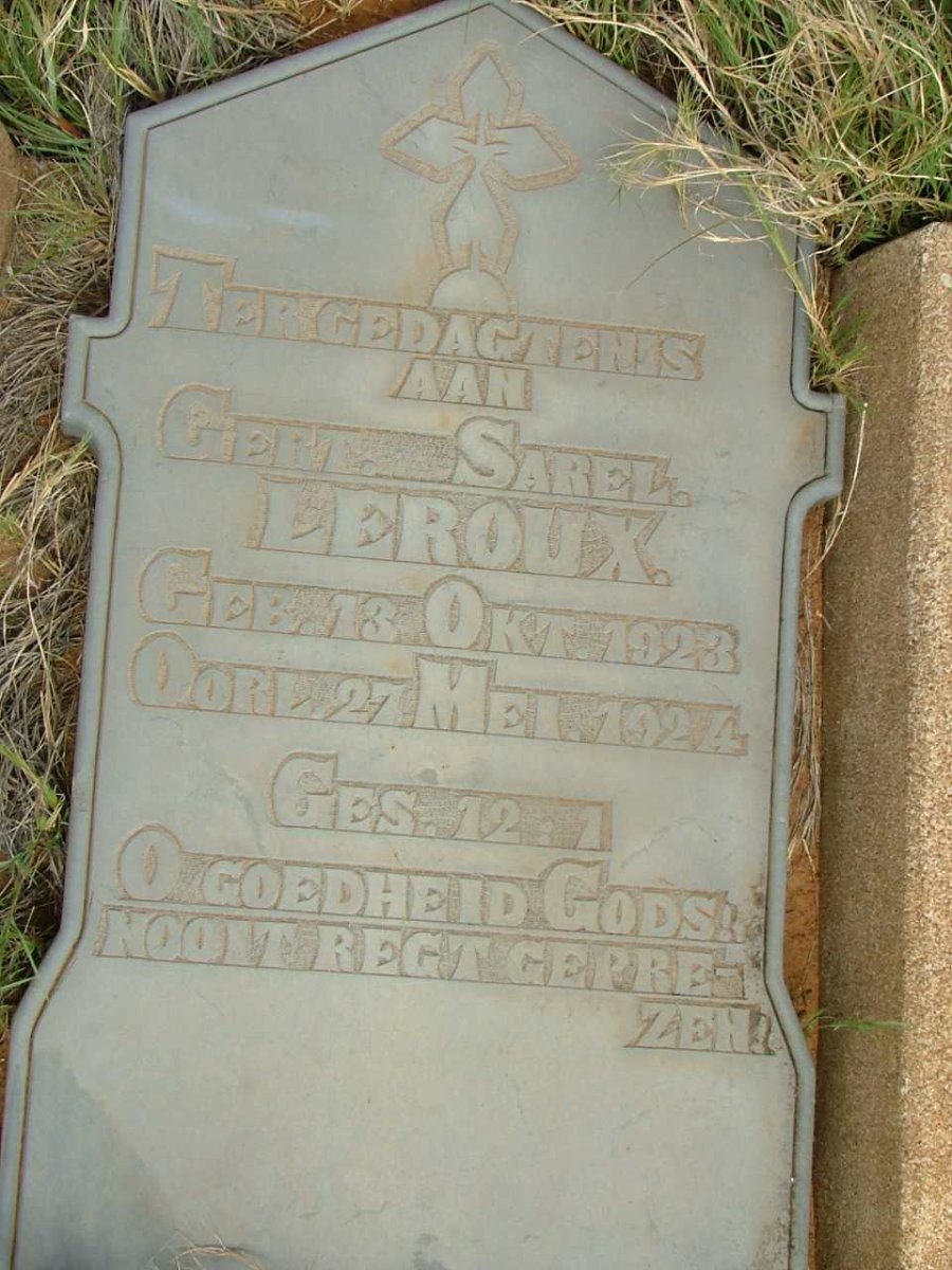 ROUX Gert Sarel, le 1923-1924