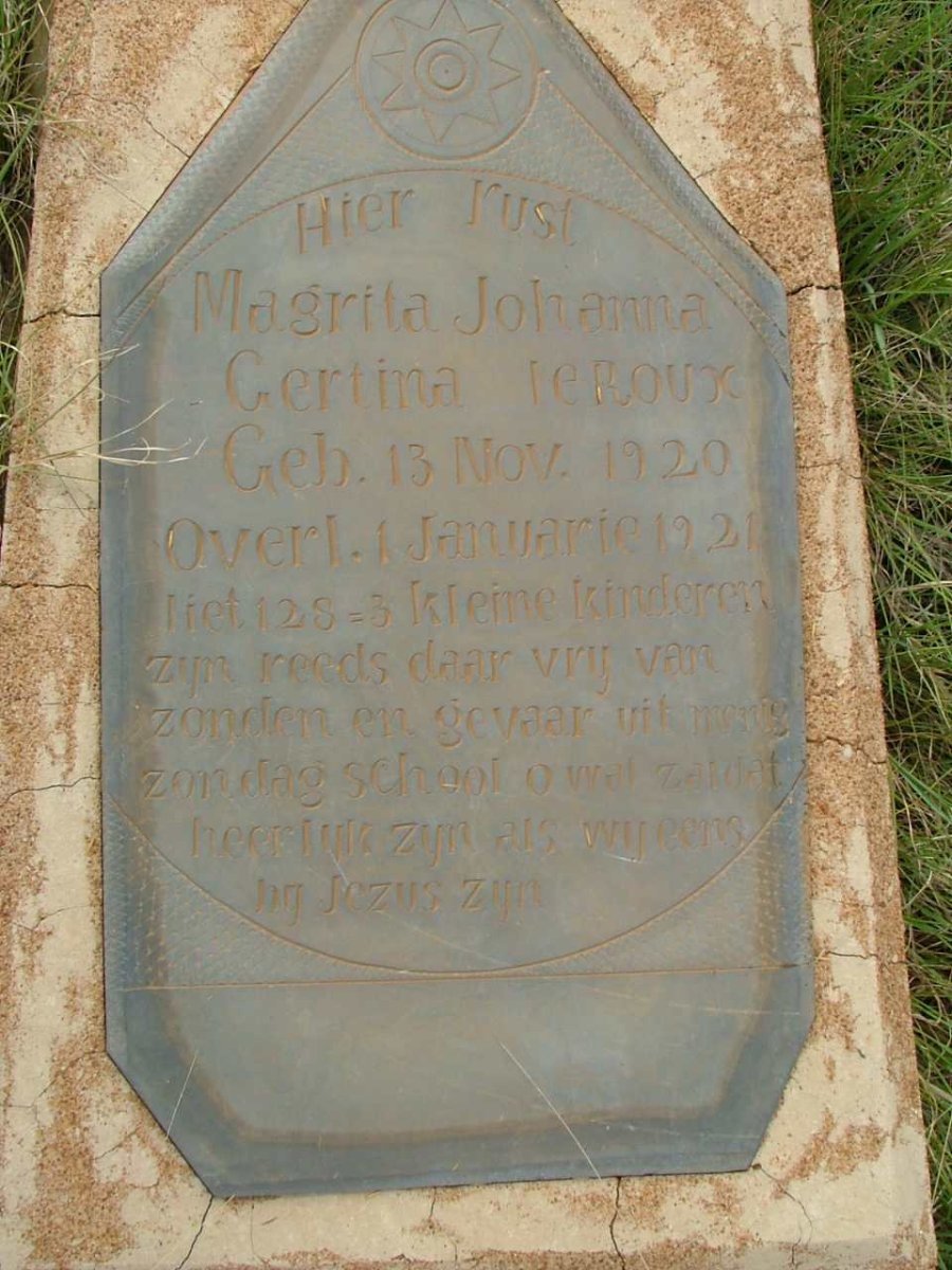 ROUX Magrita Johanna Gertina, le  1920-1921