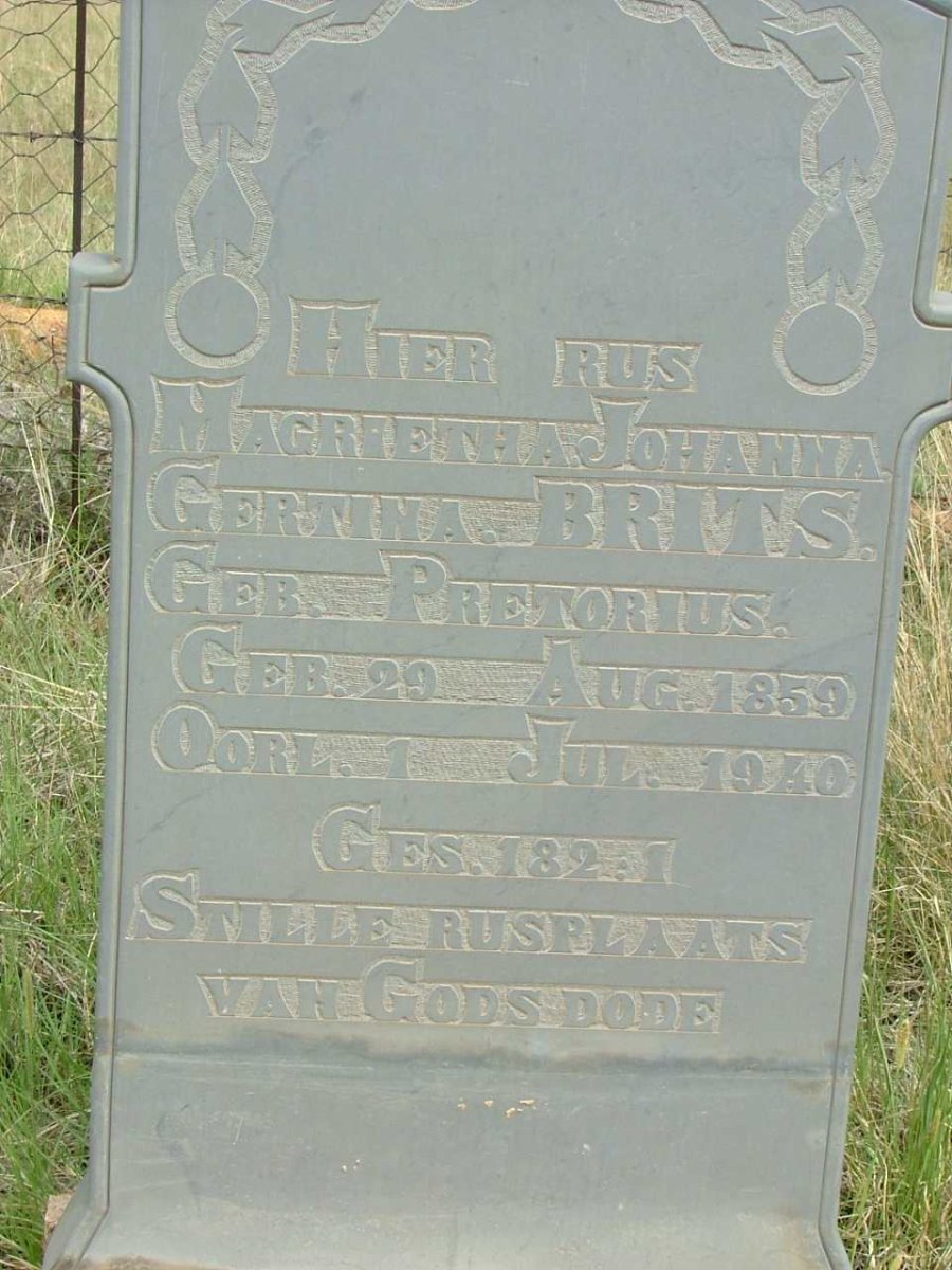 BRITS Magrietha Johanna Gertina nee PRETORIUS 1859-1940