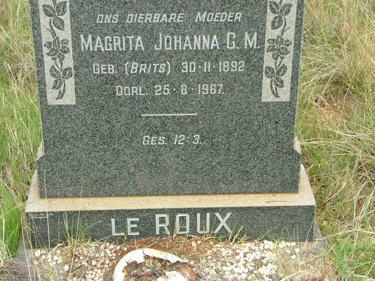 ROUX Magrita Johanna G.M., le nee BRITS 1892-1967
