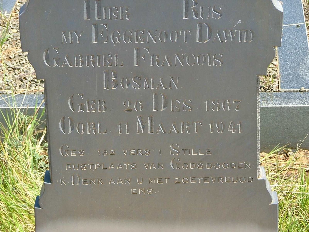 BOSMAN Dawid Gabriel Francois 1867-1941