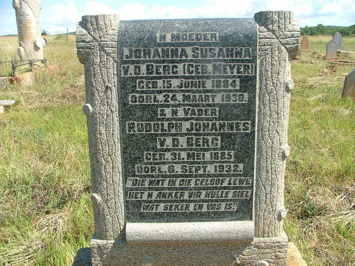 BERG Rudolph Johannes, v.d. 1885-1932 &amp; Johanna Susanna MEYER 1884-1930