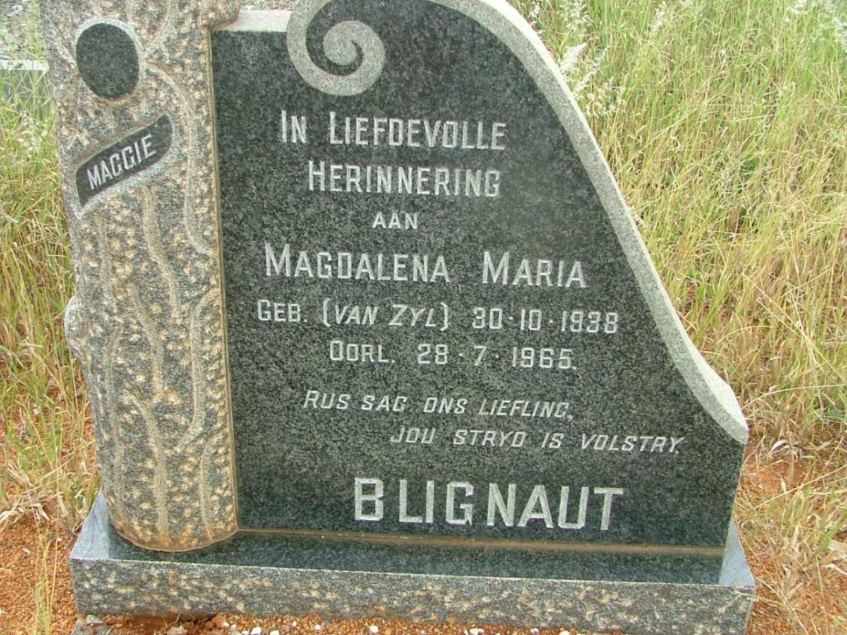 BLIGNAUT Magdalena Maria nee VAN ZYL 1938-1965