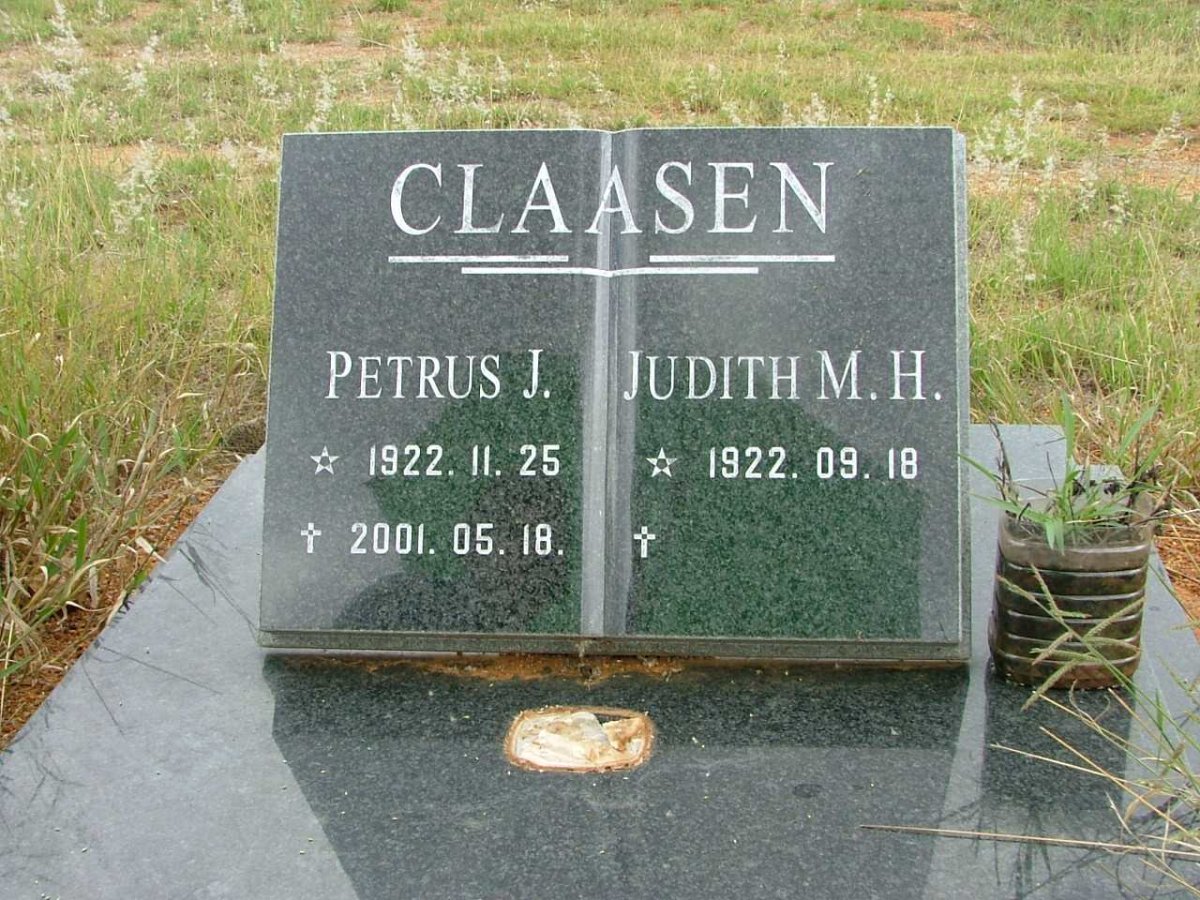 CLAASEN Petrus J. 1922-2001 &amp; Judith M.H. 1922-