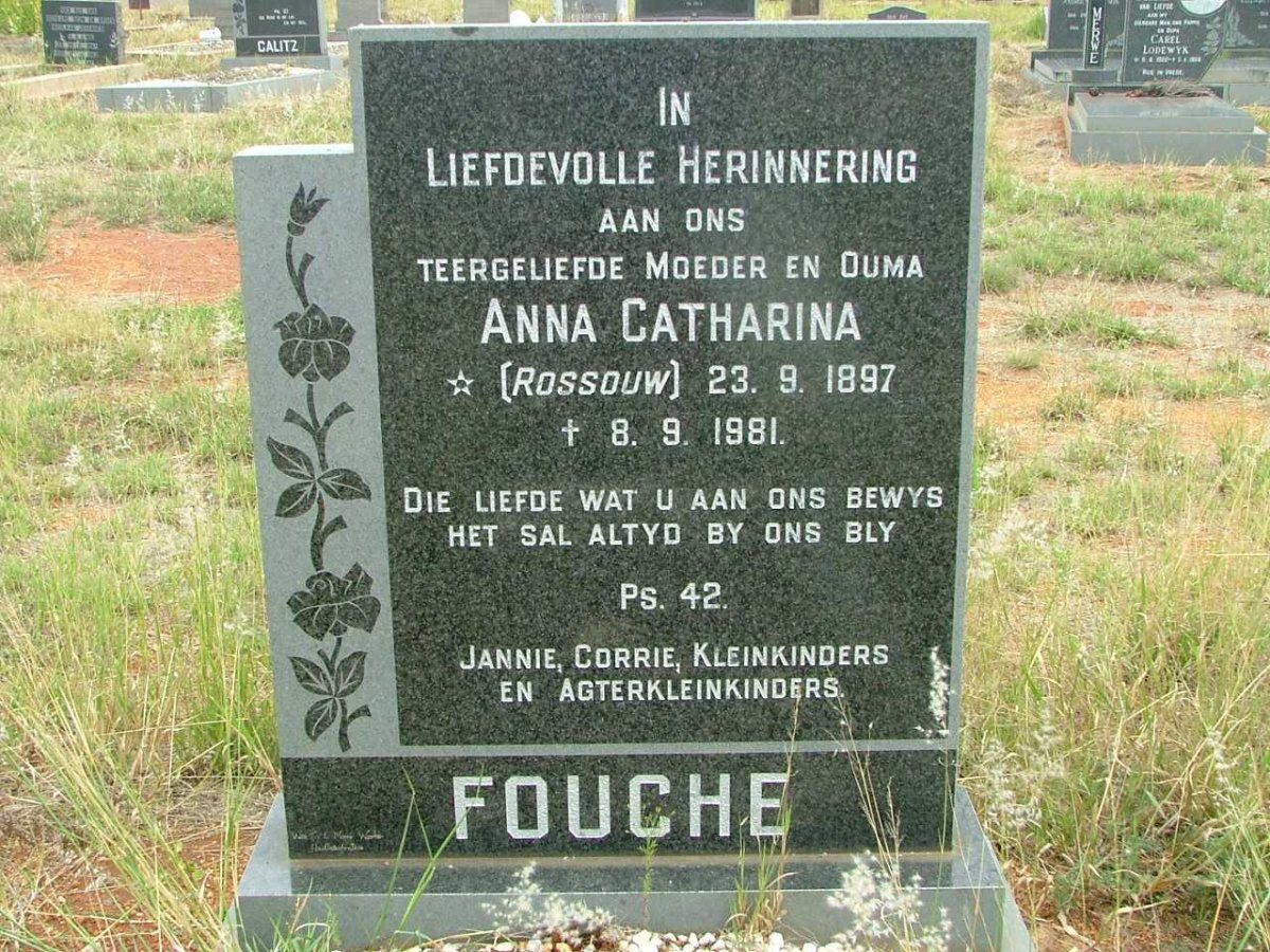 FOUCHE Anna Catharina nee ROSSOUW 1897-1981