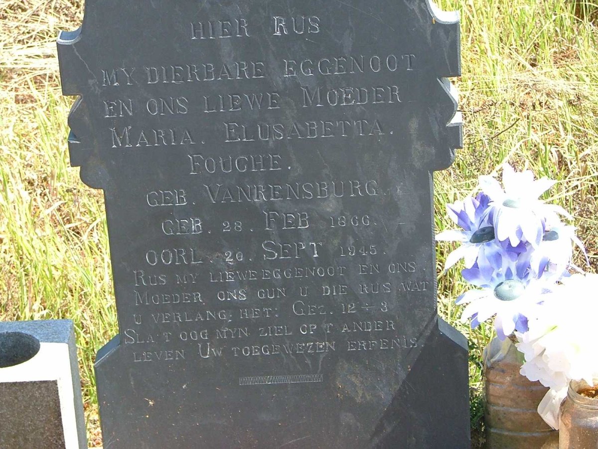 FOUCHE Maria Elusabetta nee VAN RENSBURG 1866-1945