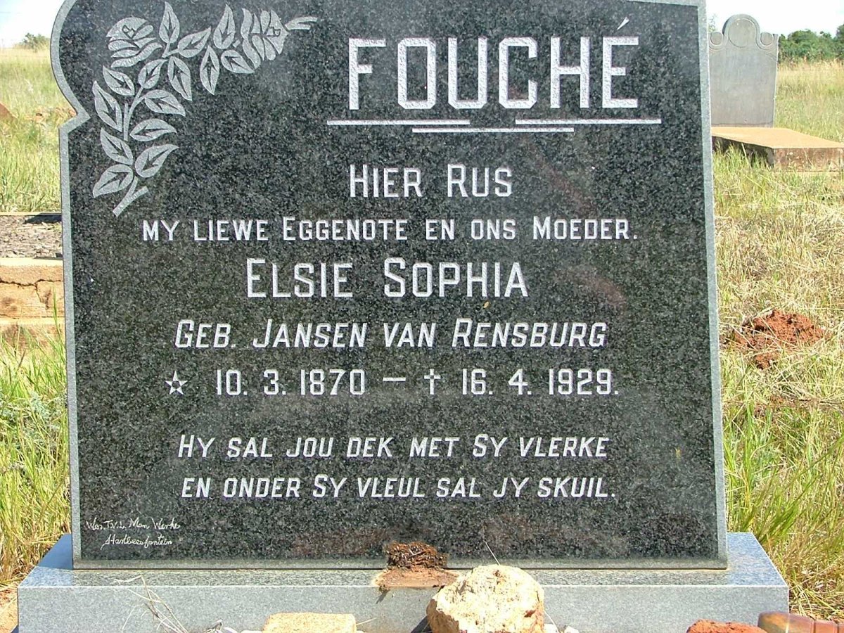 FOUCHÉ Elsie Sophia nee JANSEN VAN RENSBURG 1870-1929