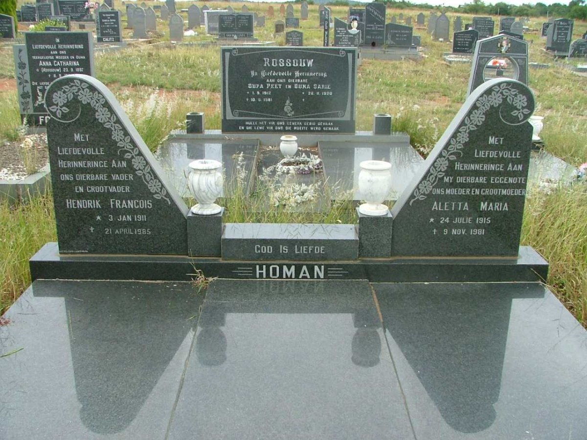 HOMAN Hendrik Francois 1911-1985 &amp; Aletta Maria 1915-1981