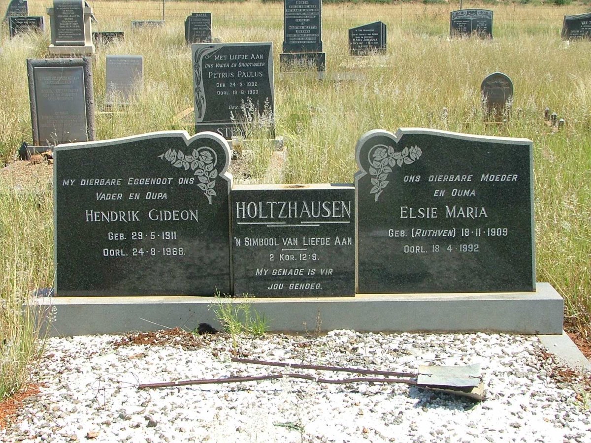 HOLTZHAUSEN Hendrik Gideon 1911-1968 &amp; Elsie Maria  RUTHVEN  1909-1992
