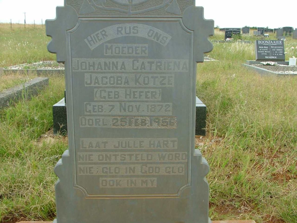 KOTZE Johanna Catriena Jacoba nee  HEFER 1872-1956
