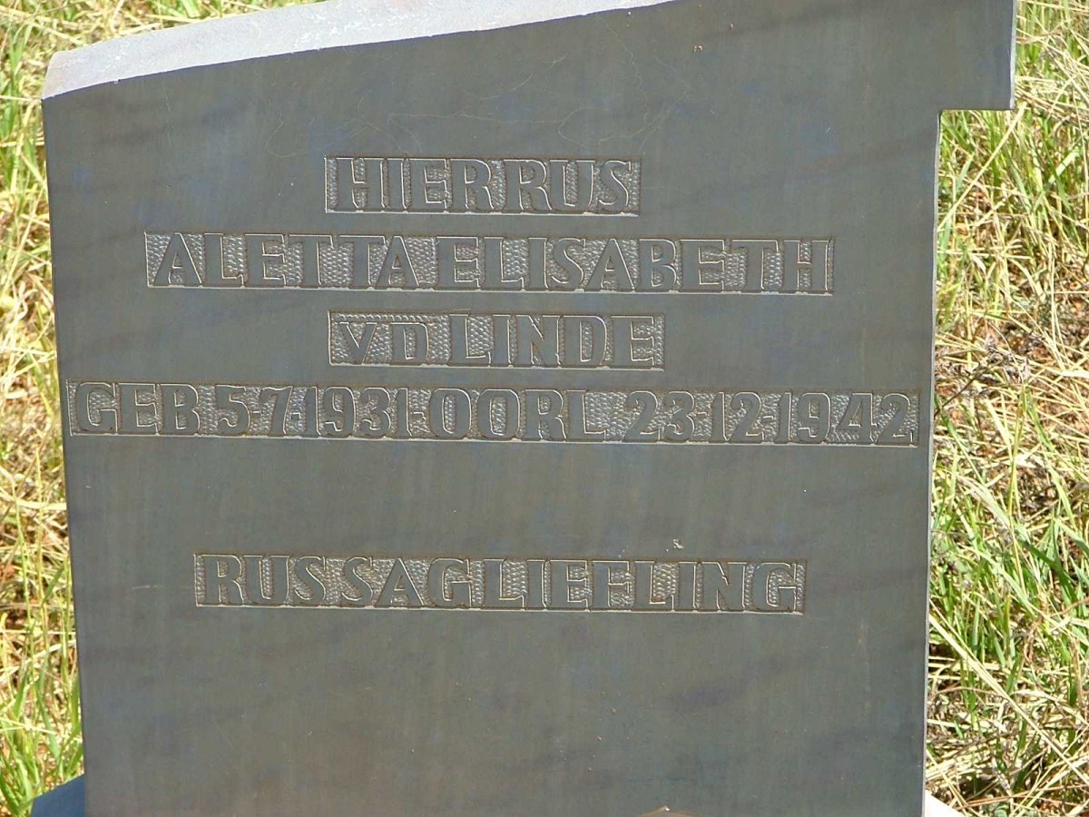 LINDE Aletta Elisabeth, v.d. 1931-1942