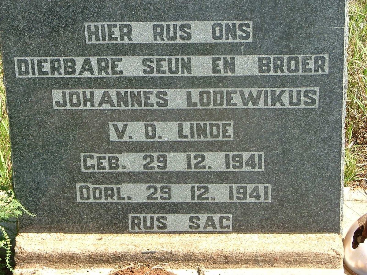 LINDE Johannes Lodewikus, v.d. 1941-1941