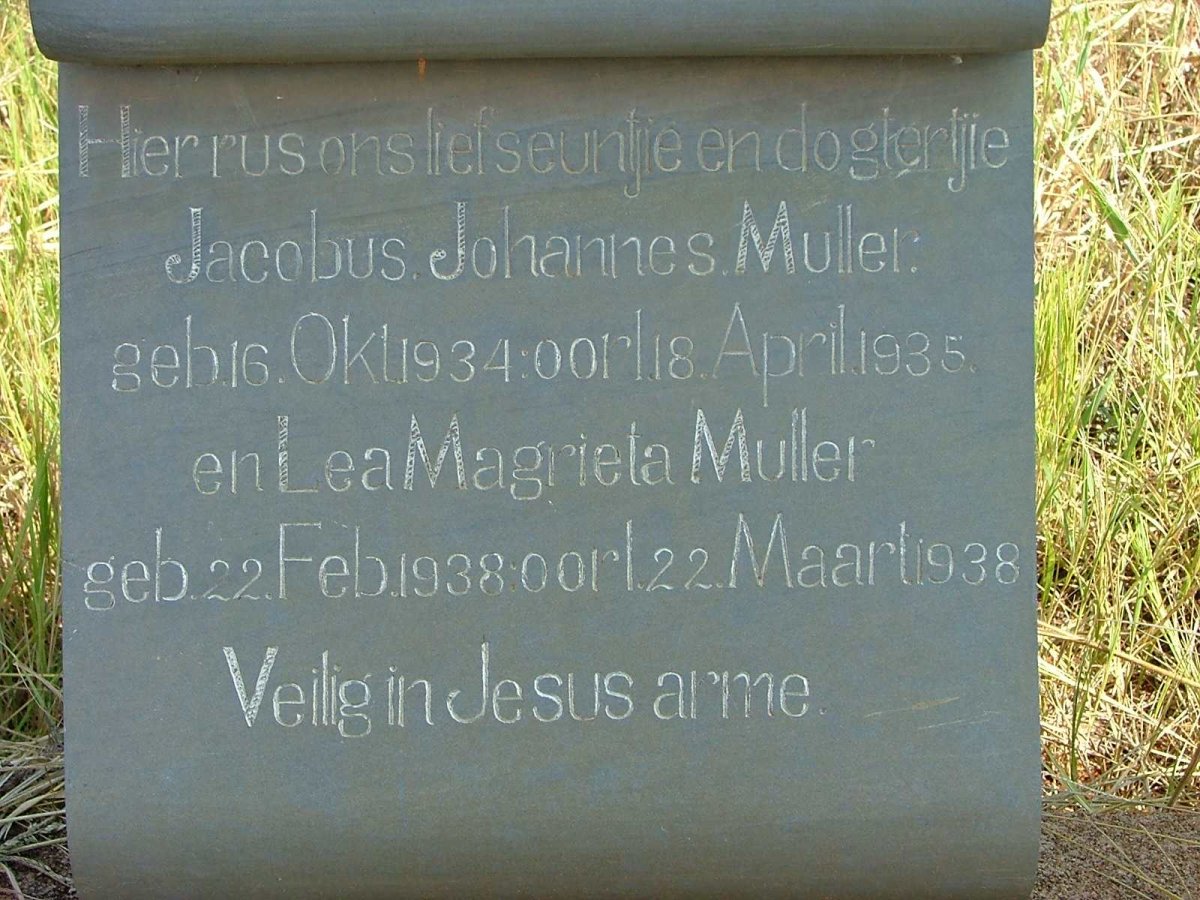 MULLER Jacobus Johannes 1934-1935 :: MULLER Lea Magrieta 1938-1938