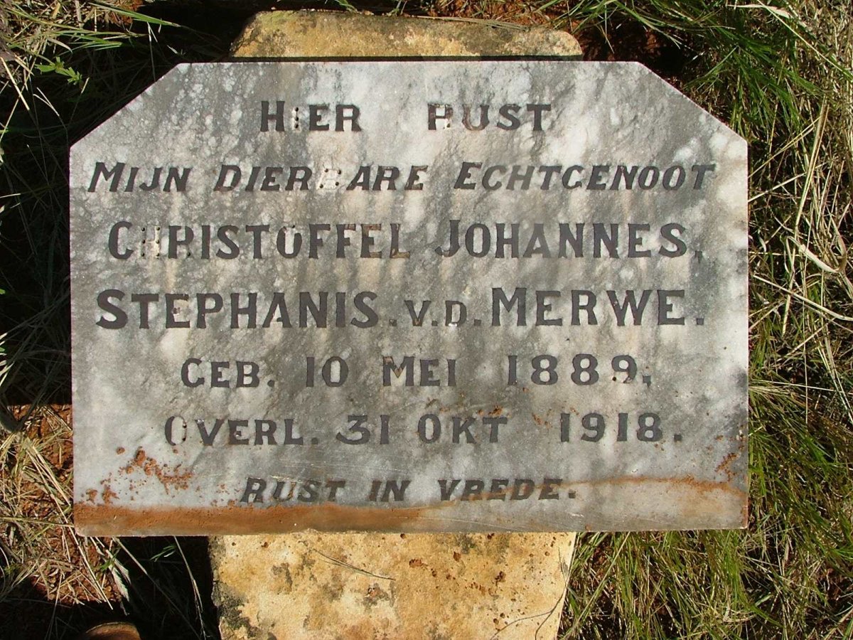 MERWE Christoffel Johannes Stephanis, v.d. 1889-1918