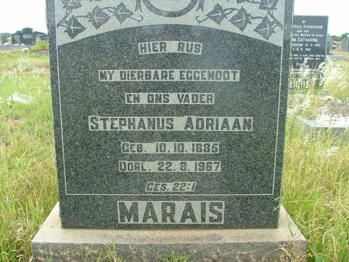 MARAIS  Stephanus Adriaan 1885-1967