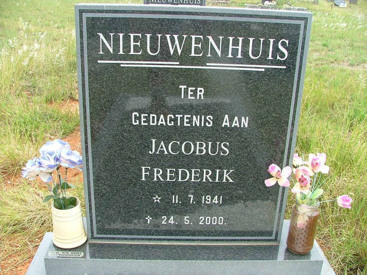 NIEUWENHUIS Jacobus Frederik  1941-2000