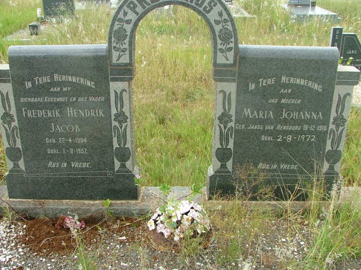 PRETORIUS Frederik Hendrik Jacob 1904-1957 &amp; Maria Johann  JANSE VAN RENSBURG 1910-1972