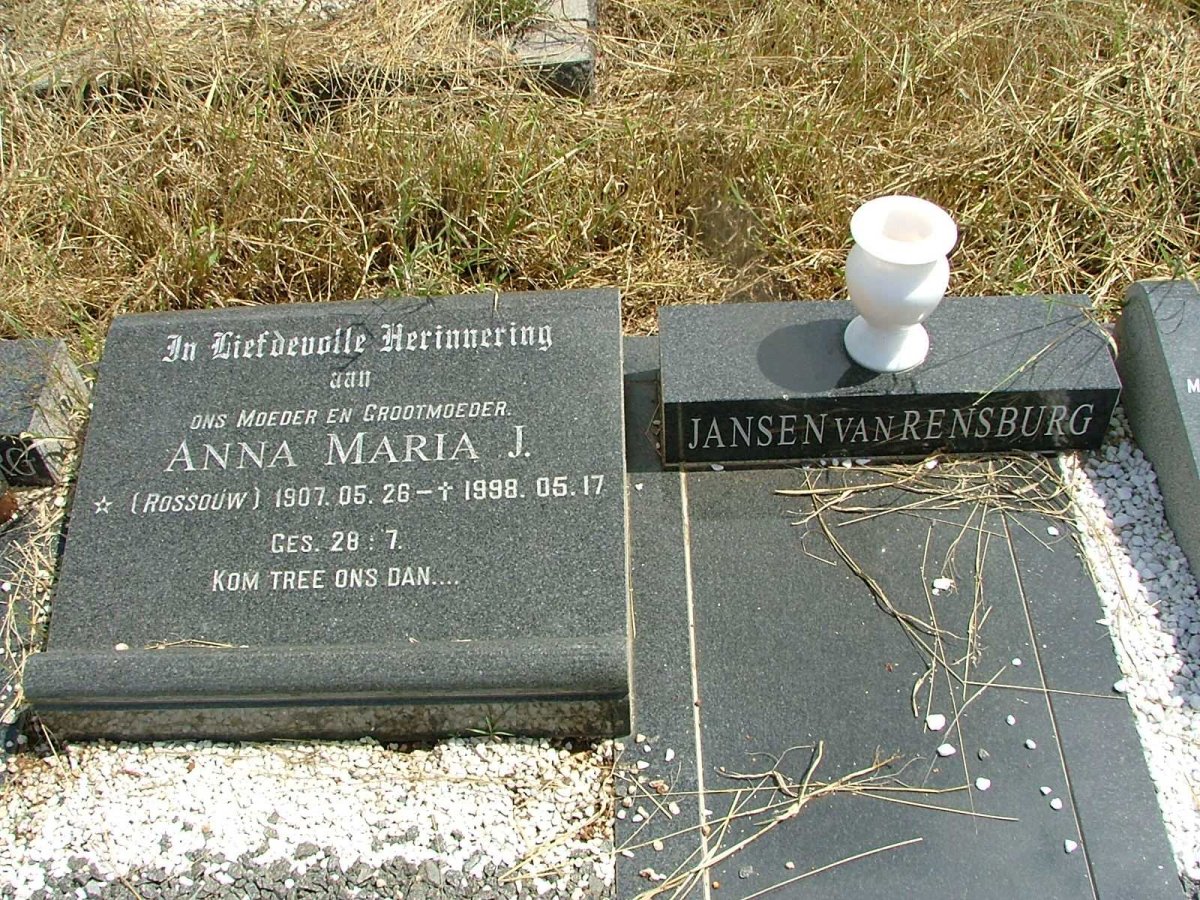 RENSBURG Anna Maria J., Janse van nee  ROSSOUW 1907-1998