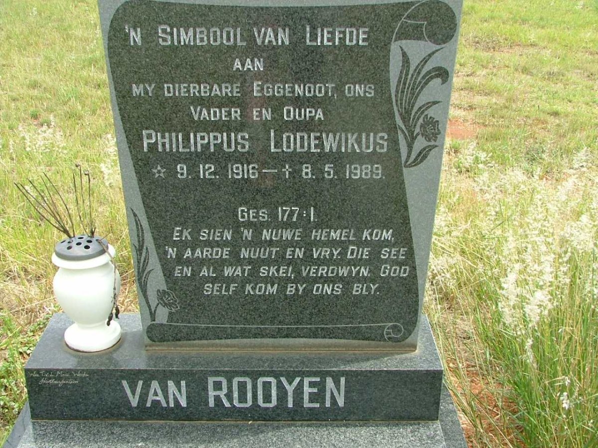ROOYEN Philippus Lodewikus, van 1916-1989