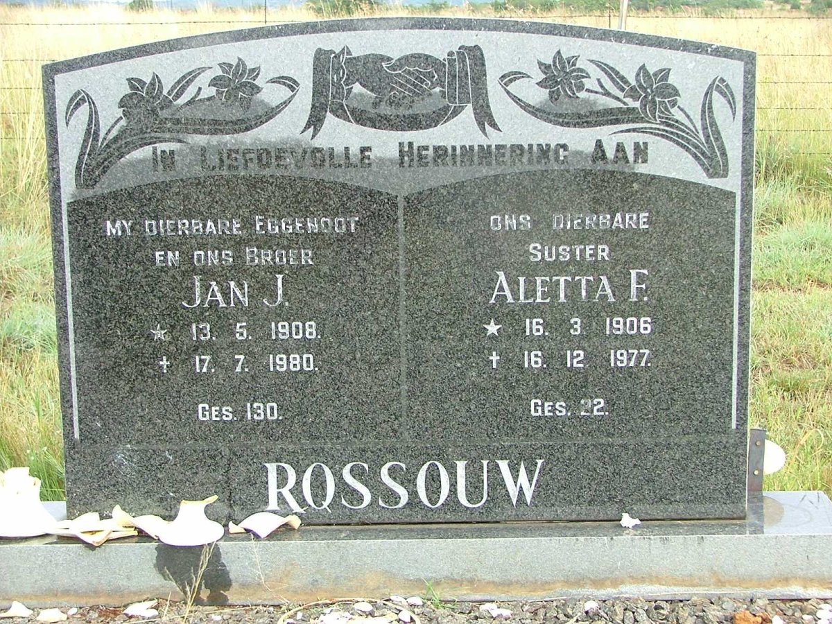 ROSSOUW Jan J. 1918-1980 &amp;  Aletta F.  1906-1977
