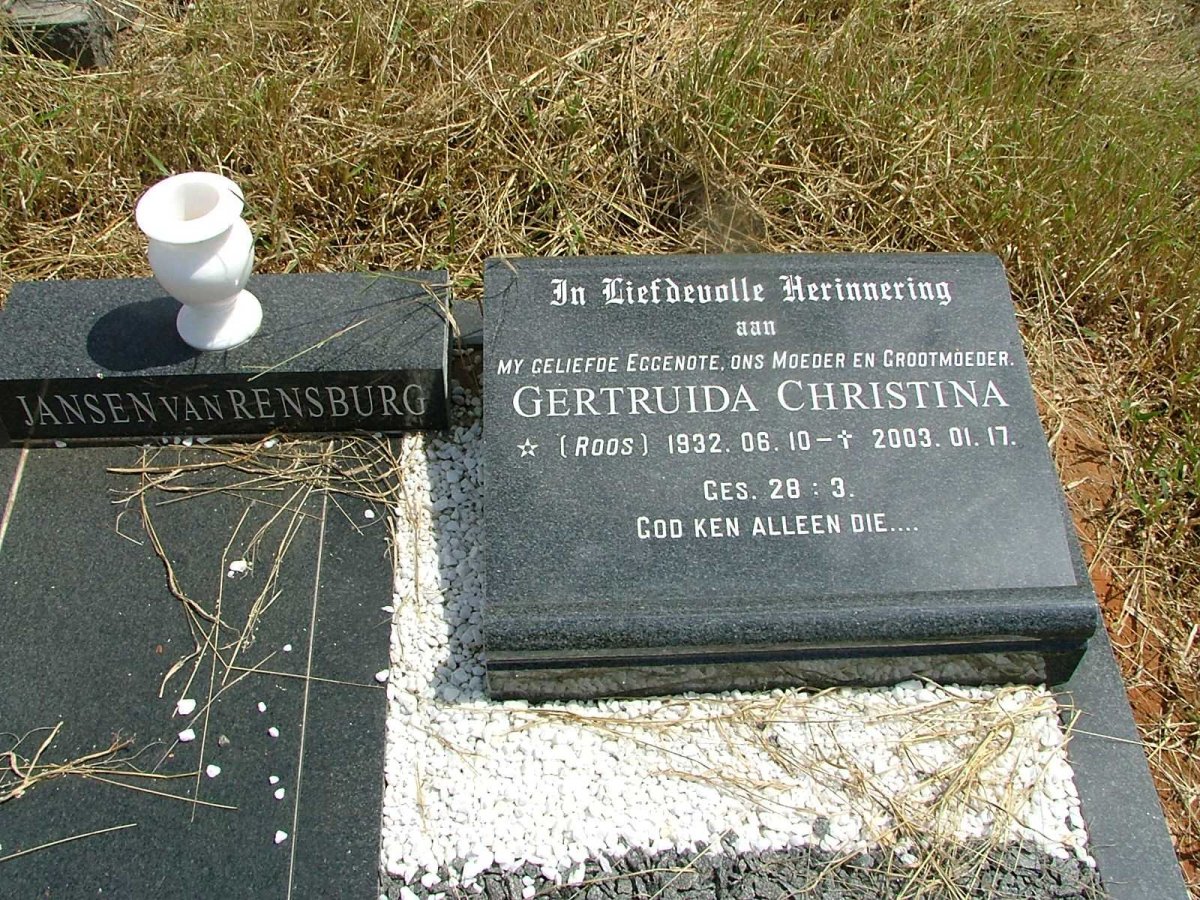 RENSBURG Gertruida Christina, Jansen van nee  ROOS 1932-2003