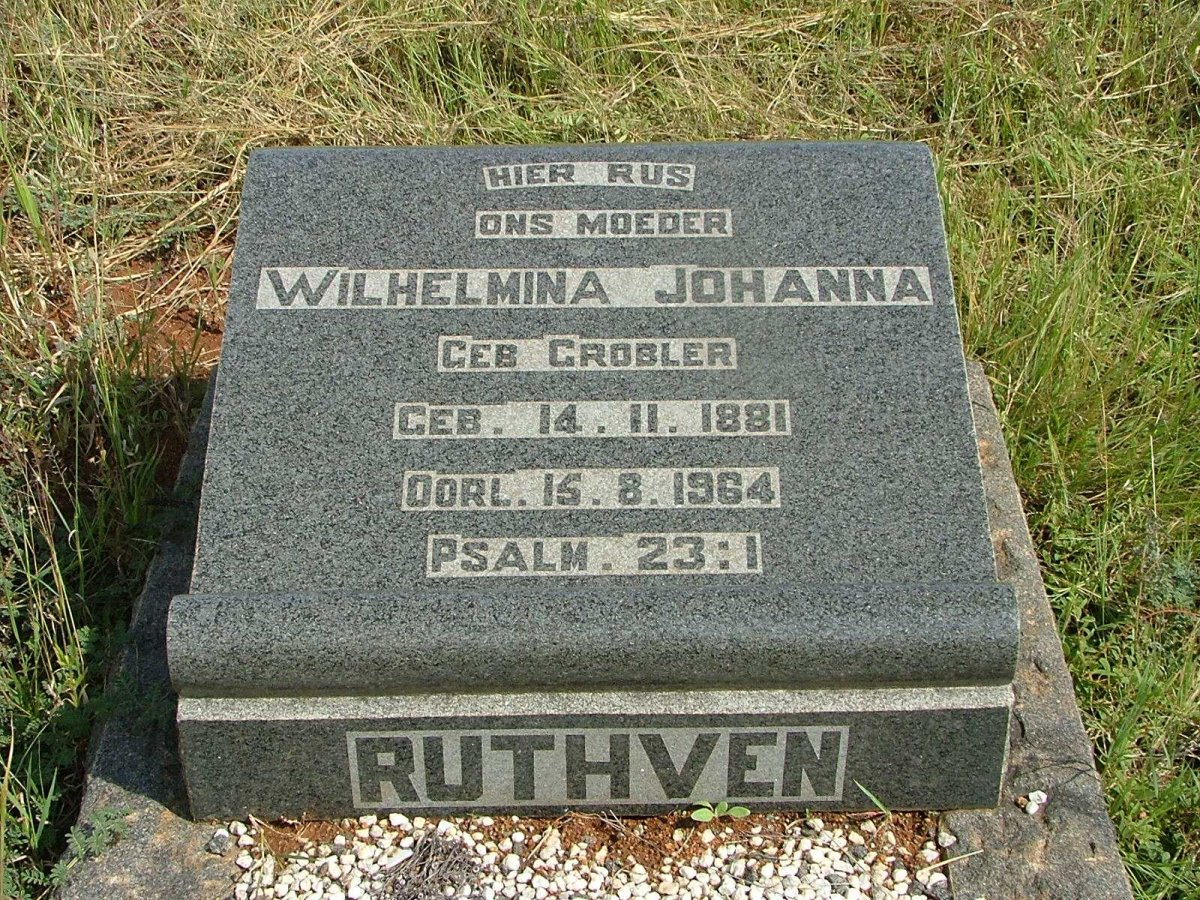 RUTHVEN Wilhelmina Johanna  nee  GROBLER 1881-1964