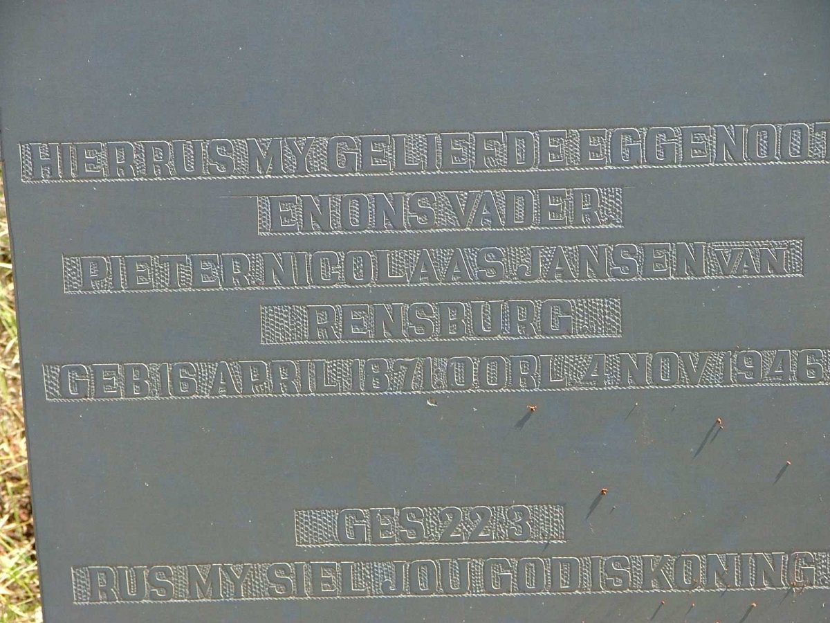 RENSBURG Pieter Nicolaas, Jansen van 1871-1946