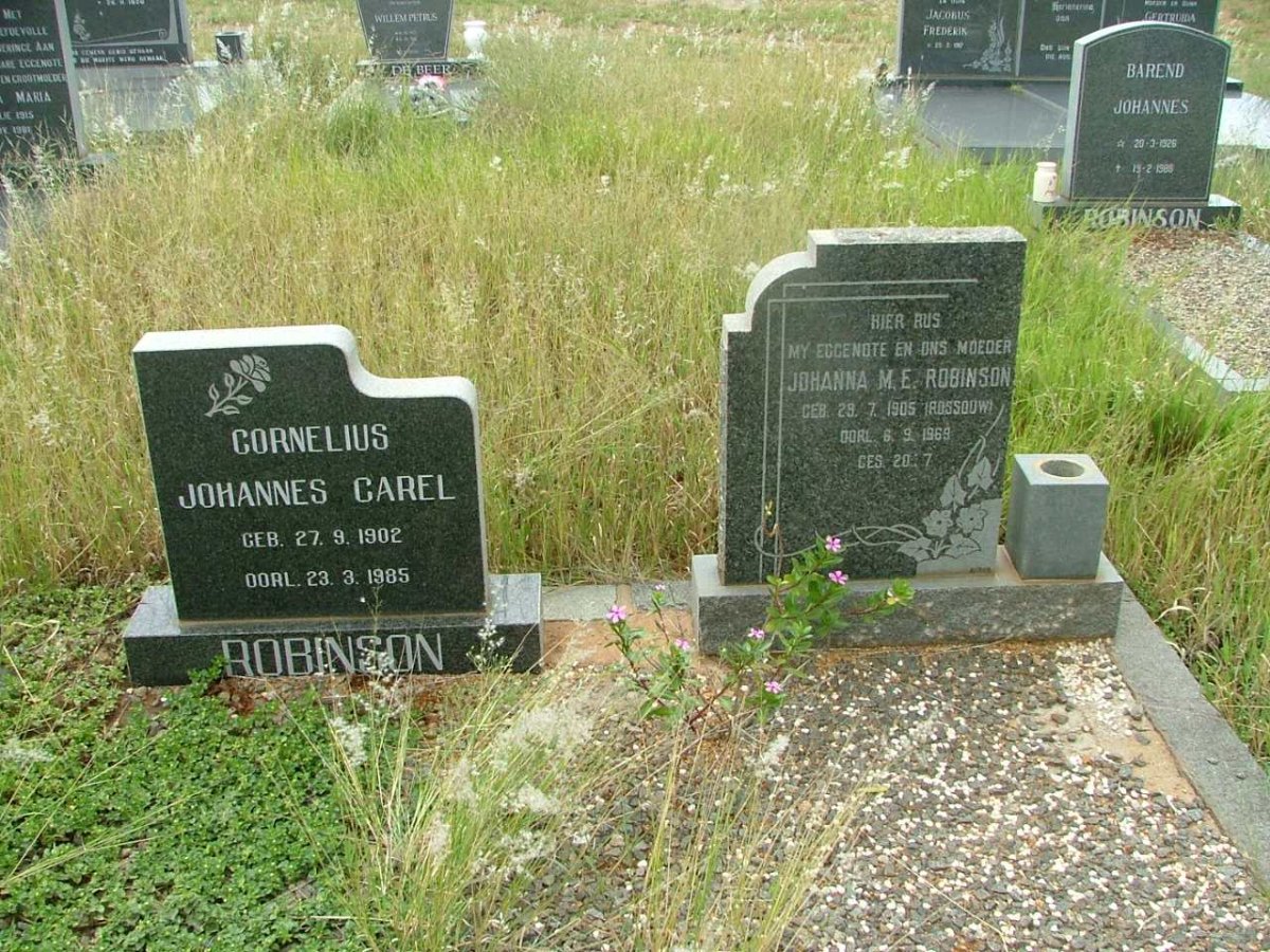 ROBINSON Cornelius Johannes Carel 1902-1985 &amp; Johanna M.E. ROSSOUW 1905-1969