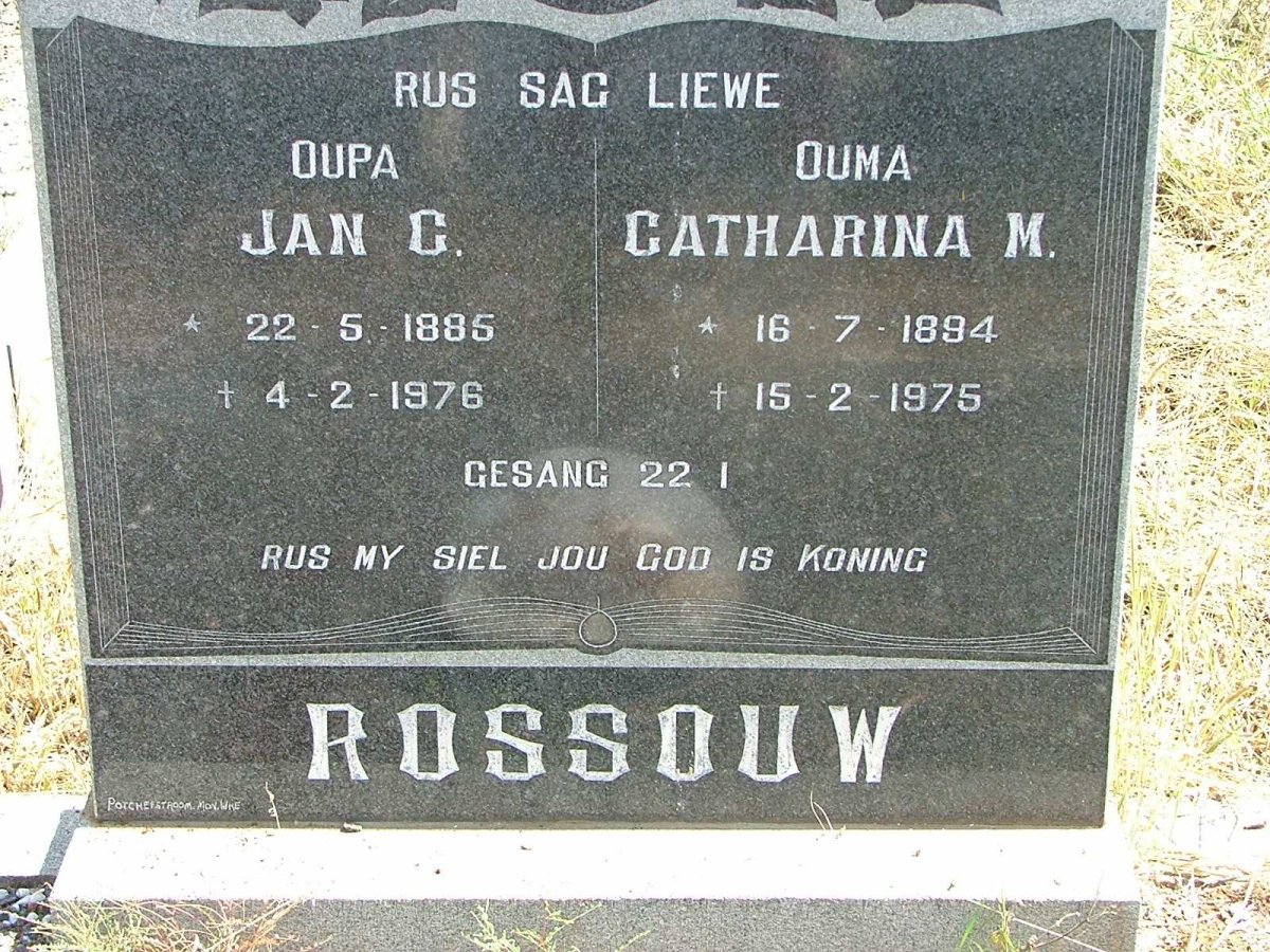 ROSSOUW Jan C. 1886-1976 &amp; Catharina M. 1894-1975