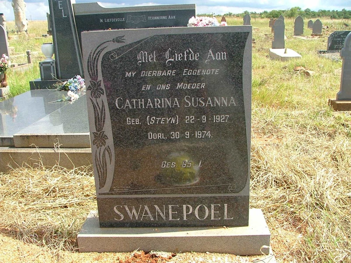 SWANEPOEL Catharina Susanna nee  STEYN 1927-1974