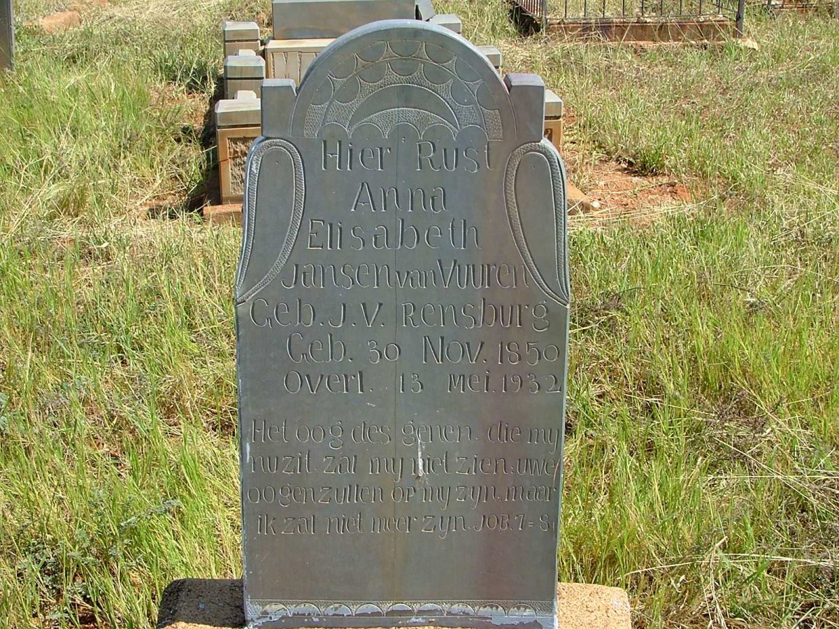 VUUREN Anna Elisabeth nee  J.V. RENSBURG 1850-1932