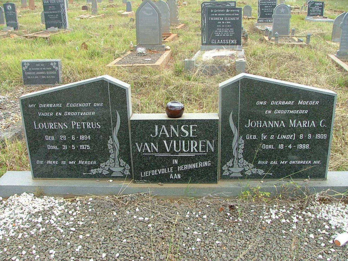 VUUREN Lourens Petrus, Janse van 1894-1975 &amp; Johanna Maria V.D.LINDE 1909-1988