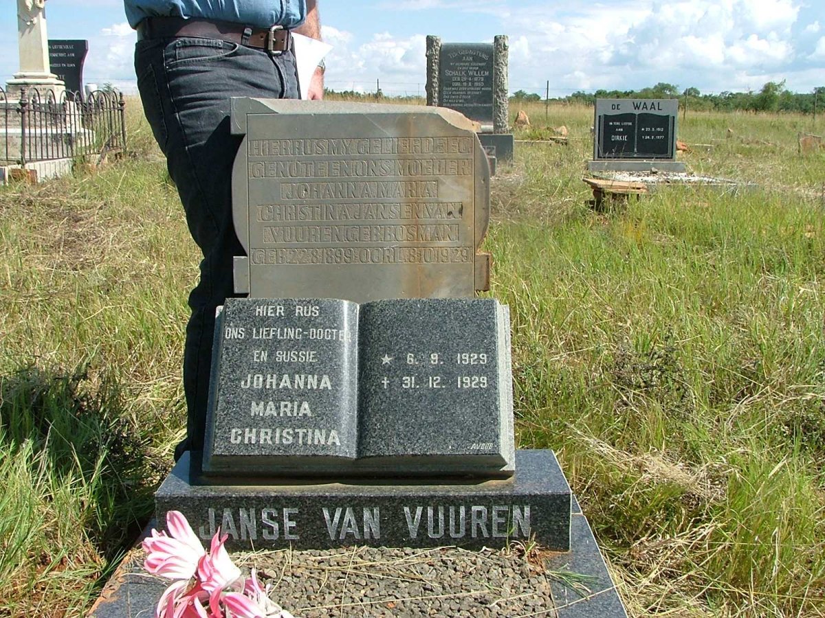 VUUREN Johanna Maria Christina nee BOSMAN  1899-1929 :: JANSEN VAN VUUREN Johannan Maria Christina 1929-1929
