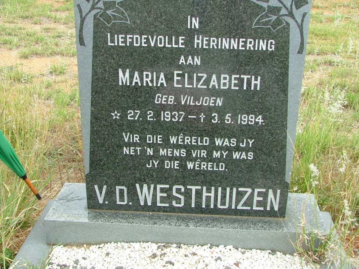 WESTHUIZEN Maria Elizabeth, v.d. nee VILJOEN 1937-1994