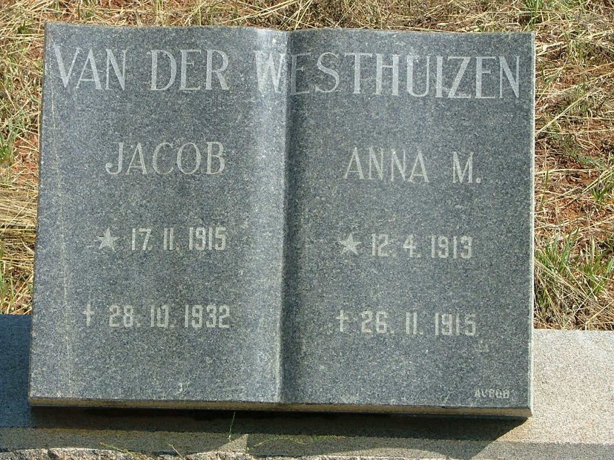 WESTHUIZEN Jacob, van der 1915-1932 :: VAN DER WESTHUIZEN Anna M. 1913-1915