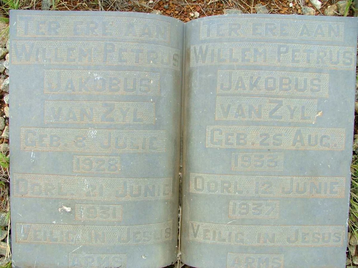 ZYL Willem Petrus Jakobus, van 1928-1931 :: VAN ZYL Willem Petrus Jakobus  1933-1937
