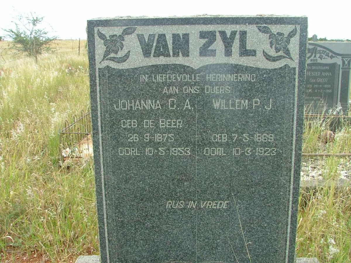 ZYL Willem P.J., van 1869-1923 &amp; Anna C.A. DE BEER 1875-1953